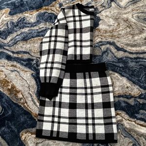 SheIn Glamaker Drop Shoulder Plaid Top & Skirt Set